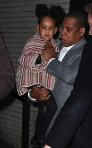 Jay Z leaving the Annie Premiere with daughter Blue Ivy Carter
