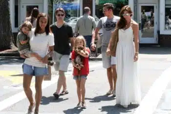 Jeff Gordon and Ingrid Vandebosch with kids Ella and Leo out in the Hamptons