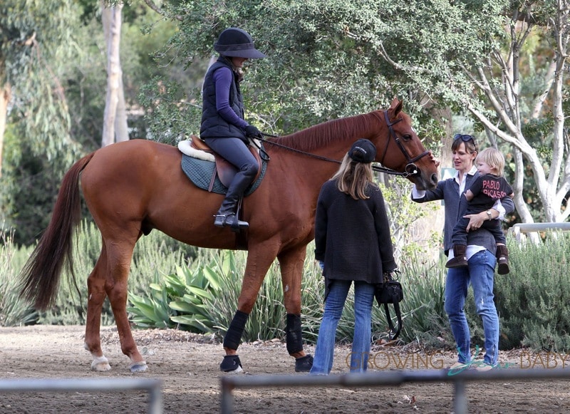 Jennifer Garner & her son Samuel at the horseriding ranch
