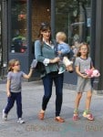 Jennifer Garner with kids Violet,  Seraphina & Samuel out in NYC