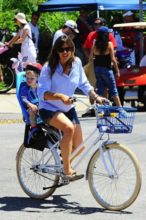 Jennifer Garner with son Sam at 4th of July Parade in Pacific Palisades CA