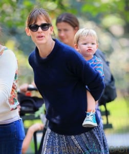 Jennifer Garner takes Samuel on a piggy back ride in Central Park in NYC