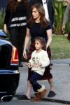 Jennifer Lopez and Emme Anthony on the set of  'The Boy Next Door' in Los Angeles