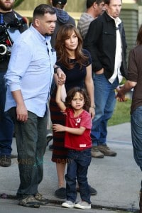 Jennifer Lopez with son Max Anthony on the set of 'The Boy Next Door' in Los Angeles