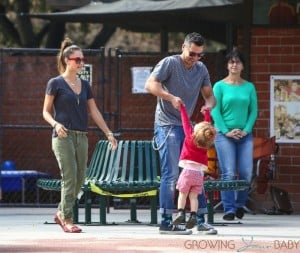 Jessica Alba and Cash Warren visit the park with their daughters Honor and Haven