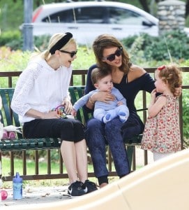 Jessica Alba and Jaime King with kids Haven and James at the park in LA