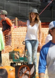 Jessica Alba grabs some pumpkins at Mr