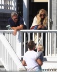 Jessica SImpson and Eric Johnson with their daughter Maxwell at the beach in Newport, RI