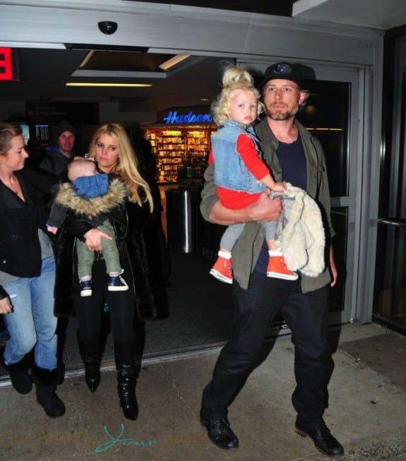 Jessica Simpson and Eric Johnson  with kids Maxwell and Ace in Boston