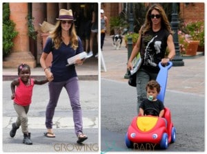 Jillian Michaels and Heidi Rhoades out in LA with their kids Phoenix and Lukensia