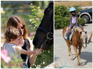 Jillian Michaels visits a ranch in Santa Barbara with her kids