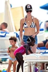 Jillian Michaels with kids Lukensia and Phoenix at the beach in Miami