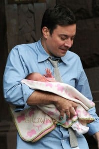 Jimmy Fallon departs his Manhattan residence with adorable daughter Winnie Fallon