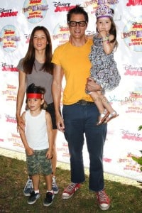 Johnny Knoxville, his wife Naomi Nelson and kids Rocco and Arlo at Disney Junior's "Pirate and Princess Power of Doing Good" tour
