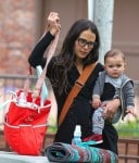 Jordana Brewster with her son Julian at the park
