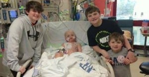 Josh Hardy and his family in the hospital