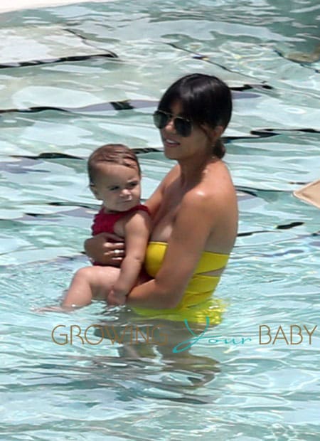 Kardashian with her daughter Penelope in the pool in Miami