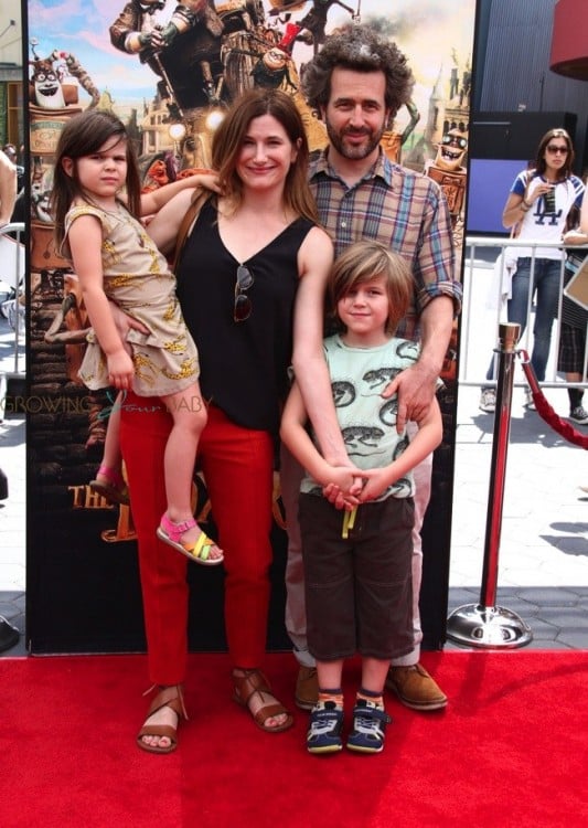 Kathryn Hahn with husband Ethan Sandler and kids Mae and Leonard at At Boxtrolls Premiere