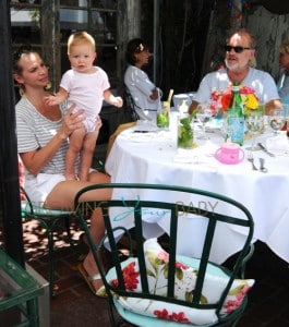 Kelsey Grammer, wife Kayte Walsh and baby Faith Evangeline Elisa at The Ivy