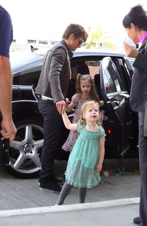 Keith Urban at the airport with his daughter Faith and Sunday