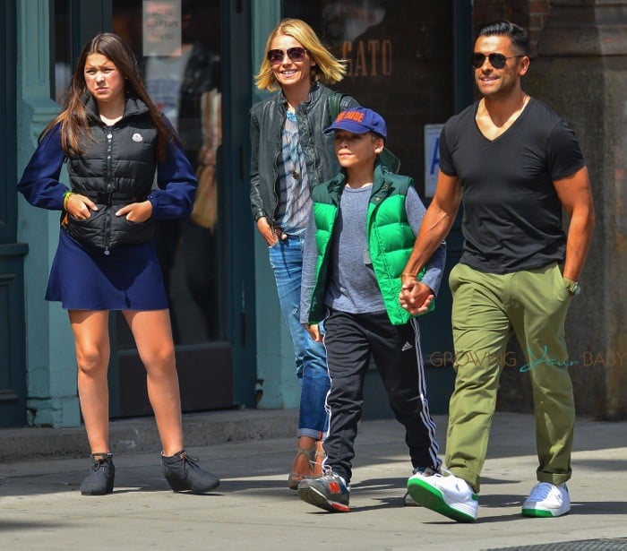Kelly Ripa & Mark Consuelos out in NYC with their kids Lola and Joaquin