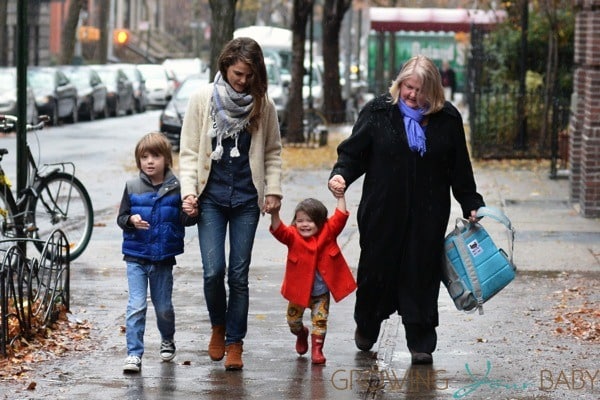 Keri Russell does the school run with daughter Willa and son River