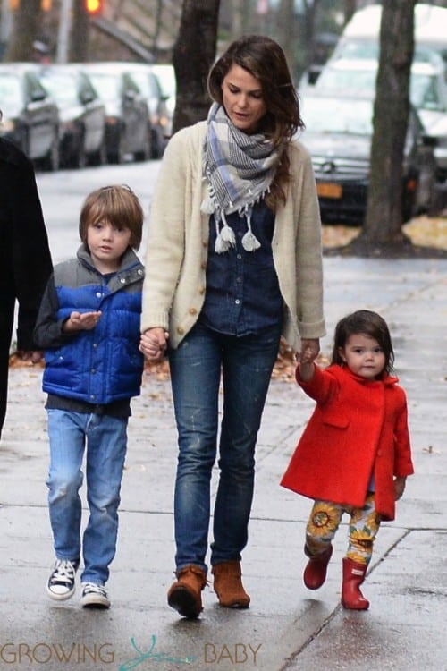Keri Russell does the school run with daughter Willa & son River