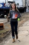 Keri Russell on the set of the Americans