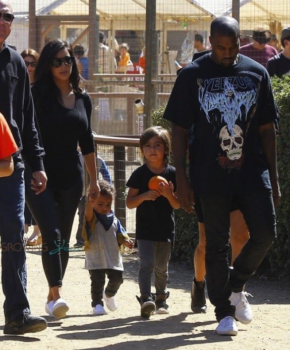 Kim Kardashian and Kanye West at Moorpark Farm Center with daughter North West