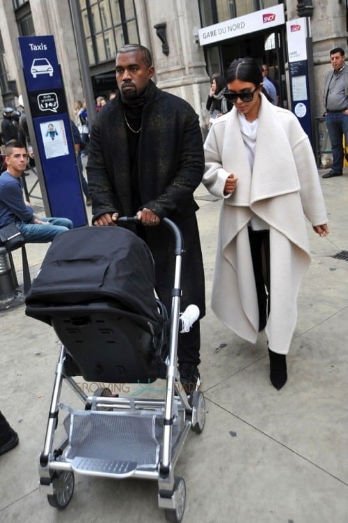 Kim Kardashian and Kanye West in Paris with their daughter North West