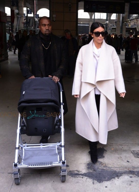 Kim Kardashian and Kanye West in Paris with their daughter North West