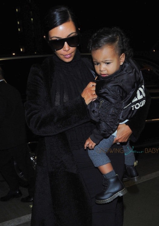 Kim Kardashian at LAX with North West