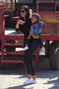 Kim Kardashian with daughter North West at Moorpark Farm
