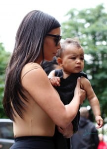 Kim Kardashian with daughter North West out for lunch in Paris