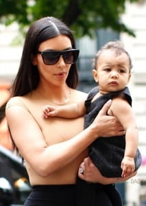 Kim Kardashian with daughter North West out for lunch in Paris
