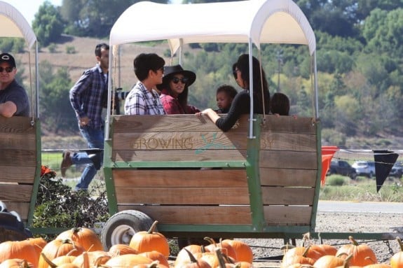 Kim and Kourtney Kardashian at Moorpark Farm with their kids and mom