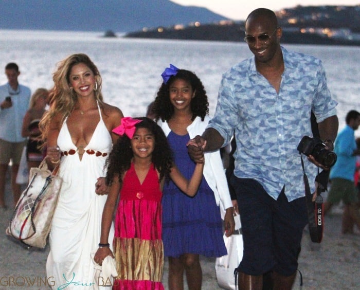 Kobe Bryant with wife Vanessa and daughters Natalia and Gianna in Greece