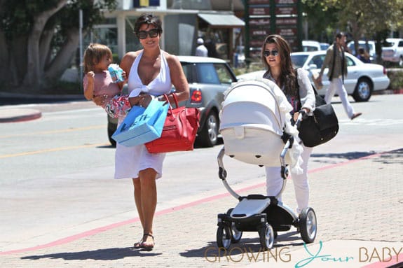 Kourtney Kardashian and Kris Jenner with Mason Mima Xari