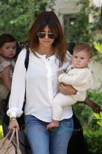 Kourtney Kardashian takes her daughter Penelope Scotland Disick to a kids class after having lunch with her Pregnant sister Kim Kardashian at Cecconi's restaurant in Los Angeles