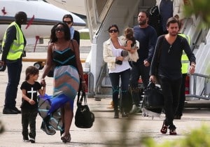 Kourtney Kardashian and Scott DIsick arrive in France with kids Penelope and Mason