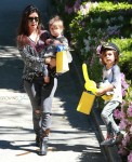 Kourtney Kardashian leaves a birthday party in  LA with her kids Mason and Penelope