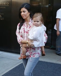 Kourtney Kardashian leaves the Trump SoHo hotel with daughter Penelope Disick