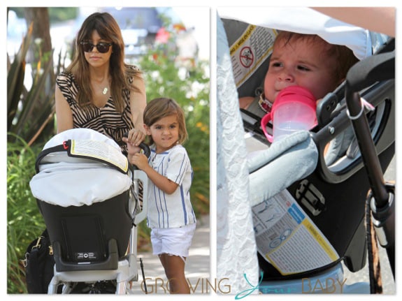 Kourtney Kardashian with Mason and Penelope Disick at the Malibu Market