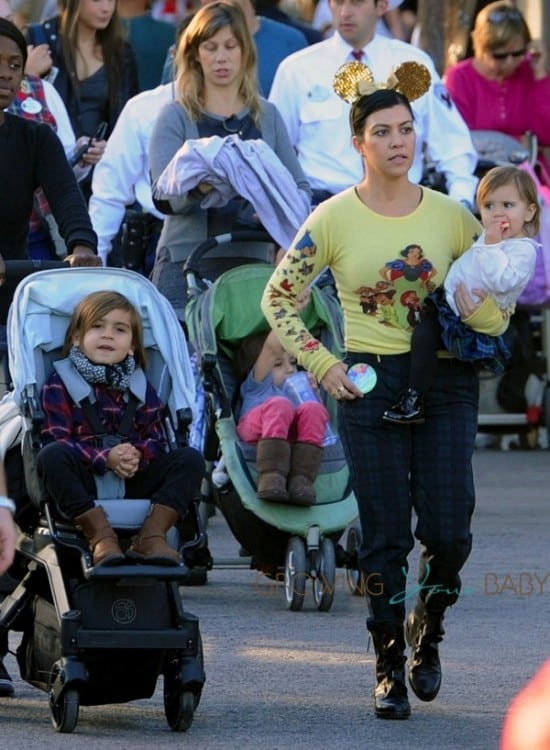 Kourtney Kardashian with son Mason and daughter Penelope at Disneyland