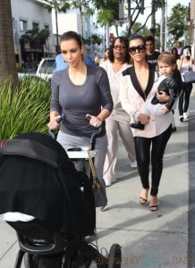 Kourtney and Kim Kardashian out in LA with their girls