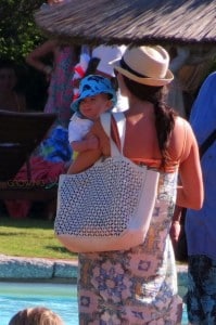 Lauren Silverman with son Eric Cowell  in Sardina