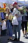 Liev Schreiber and Naomi Watts at the farmer's market with sons Sasha & Sammy