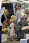 Liev Schreiber and Naomi Watts at the farmer's market with sons Sasha and Sammy