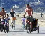 Liev Schreiber and Naomi Watts with sons Samuel and Sasha Schreiber at the beach in LA