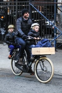 Liev Schreiber out in New York City with his sons Sam and Sasha